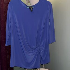 CLARA SUNWOO Royal Blue/Purple Twist Front Blouse
